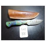 Straight Back Damascus Hunting Knife with Sheath