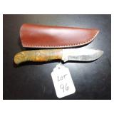 Drop Point Damascus Hunting Knife with Sheath