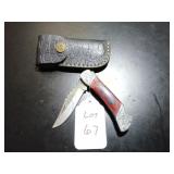 Drop Point Damascus Folding Knife with Sheath