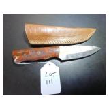 Straight Back Damascus Hunting Knife with Sheath