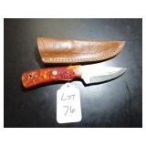 Straight Back Damascus Hunting Knife with Sheath