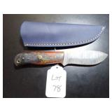 Drop Point Damascus Hunting Knife with Sheath