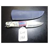 Clip Point Damascus Hunting Knife with Sheath