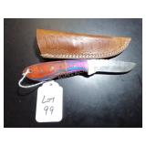 Straight Back Damascus Hunting Knife with Sheath