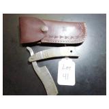 Straight Razor Damascus Knife with Sheath