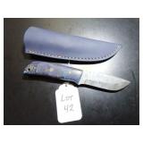 Clip Point Damascus Hunting Knife with Sheath