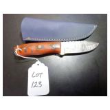 Drop Point Damascus Hunting Knife with Sheath