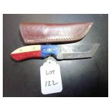 Japanese Tanto Damascus Hunting Knife with Sheath