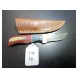 Clip Point Damascus Folding Knife with Sheath