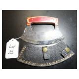 Rocker Blade Damascus Kitchen Knife with Sheath