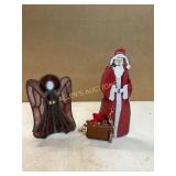 Stained Glass Figurines, Santa and Angel
