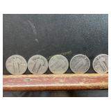 5 Silver Standing Liberty Quarters