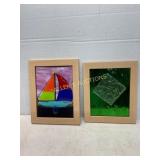 Framed Stained Glass with Wood Frames