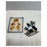 Stained Glass Bear and Panda Ornaments
