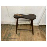 Wooden Saddle Seat Stool with Wear