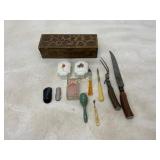 11 Items, Including Carved Wooden Box