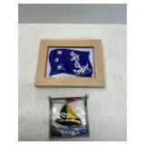 Two Framed Fused Glass Nautical Panels