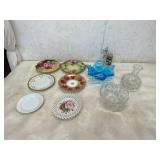 10 Decorative Plates, Glassware, and Stein