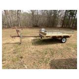 Utility Trailer With Wooden Deck and Metal Rails