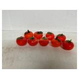 Eight Glass Tomato Figurines