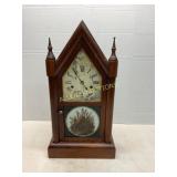 Mid-19th Century Wooden Steeple Mantel Clock