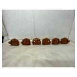 6 Terracotta Monkey Candle Holders