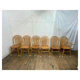 6 Spindle-Back Wooden Dining Chairs