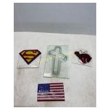 Four Fused Glass Decorative Items