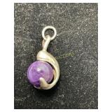 Sterling Silver Pendant with Purple Stone
