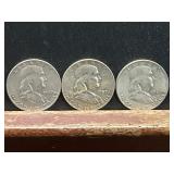 1950s Silver Franklin Half Dollars