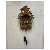Hand-Carved Wooden Cuckoo Clock with Eagle Finial