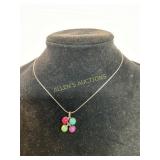 Sterling Necklace with Multicolor Pendant