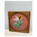 Stained Glass Angel in Wood Frame