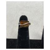Sterling Silver Ring with Amber Inlay