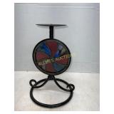 Metal Candle Holder with Stained Glass Detail