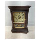 Wooden Mantel Clock With Roman Numerals