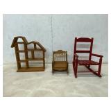Miniature Wooden Furniture and Shelf