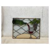 Stained Glass Panel of Wine Bottle and Grapes