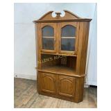Wood Cornerï¿½ Cabinet with Glass Doors