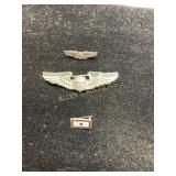 Three Sterling U.S. Military Pins Including Wings