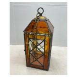 Amber Stained Glass Hanging Lantern