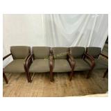 5 Wood Frame Upholstered Armchairs