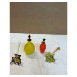 2 Colorful Art Glass Bottles and 2  Wands