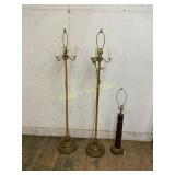 Three Floor Lamps with Brass Features