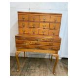 Oak Library Card Catalog Cabinet