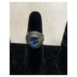 Silver-Tone Ring with Blue Stone