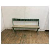 Green Painted Wooden Bench with Backrest