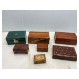 Six Wooden and Leatherette Boxes