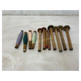 12 Wooden Textile Spools and Bobbins