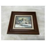 Framed Winter Landscape Oil Painting